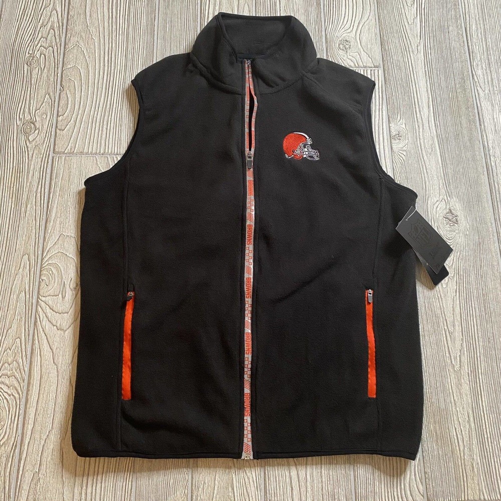 NFL Team Apparel Cleveland Browns Full Zip Fleece Vest Mens M 7th Collection NWT
